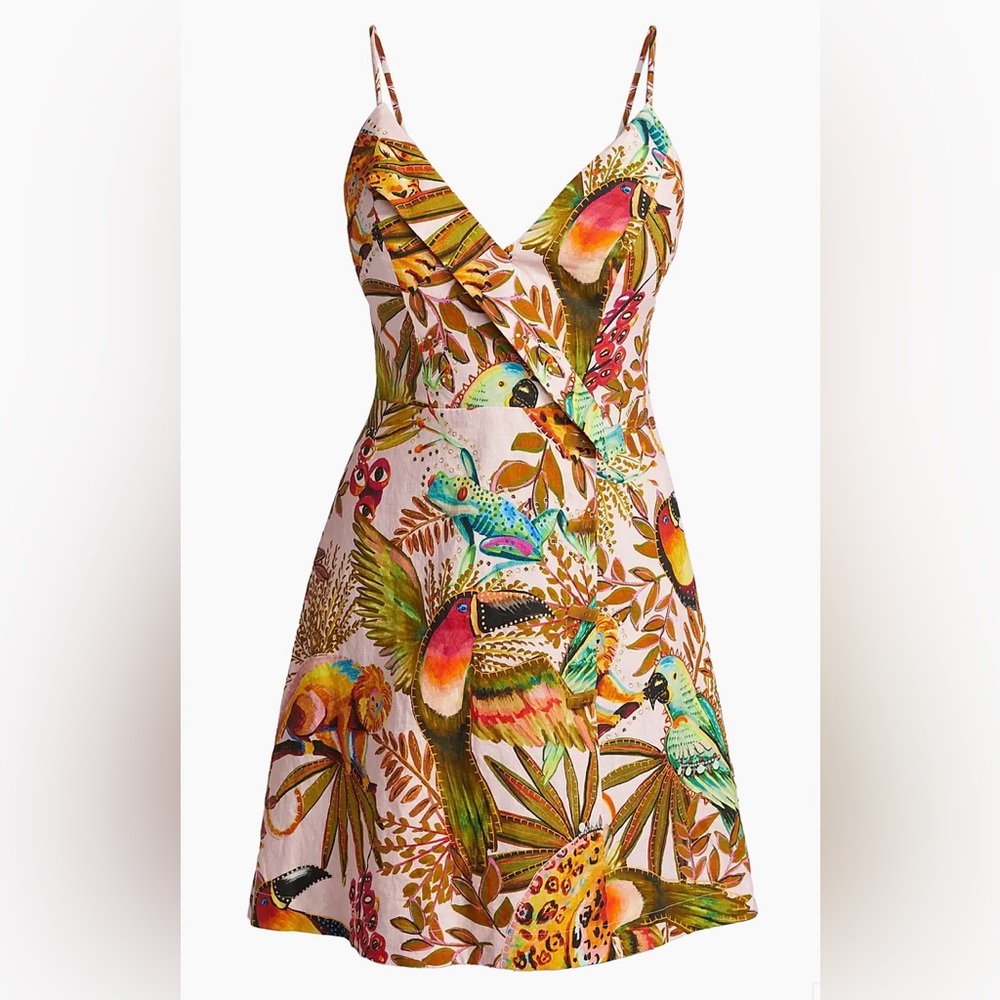 Farm Rio Pink Into The Jungle Lenzing™ Ecovero™ Euroflax™ Mini Dress Size Large